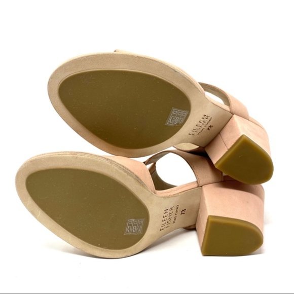 Eileen Fisher Doe Sandal Lino Size 8 Block Heel - Picture 7 of 11